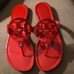 Tory Burch Red Miller Logo Thong Sandals